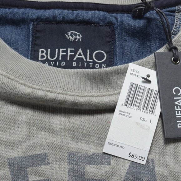 NEW Vintage Buffalo David Bitton Sweatshirt!  Big Montreal Graphic  Taupe Grey - Picture 2 of 2